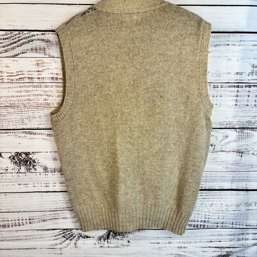 Vintage Wool Sweater Vest XL Beige Fair Isle Buttons Preppy Academia Cabincore - Picture 5 of 8